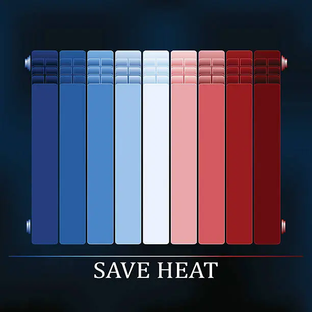 Vector illustration of Save heat colored radiator illustration