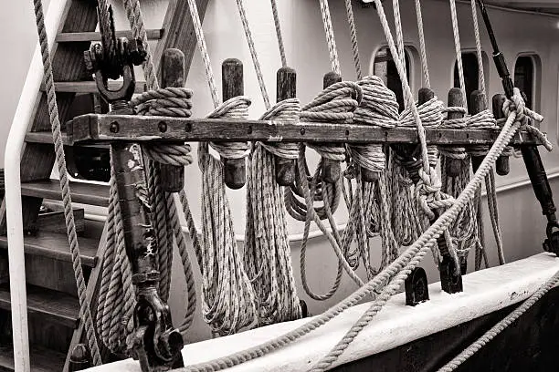 Detail of a Tall Ship in the City Harbor of Rostock/Germany, Hanse Sail 2013