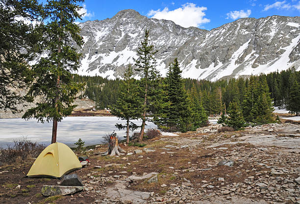 Backpacking: Camping with Tent in the Mountains