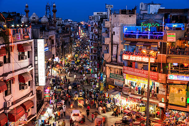 도시-주음성 bazar, paharganj, 뉴 델리, 인도 - new delhi 이미지 뉴스 사진 이미지