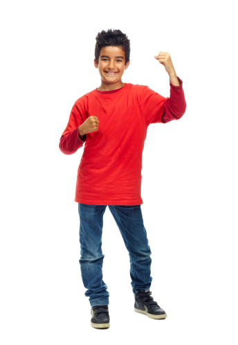 Studio shot of a young boy isolated on white