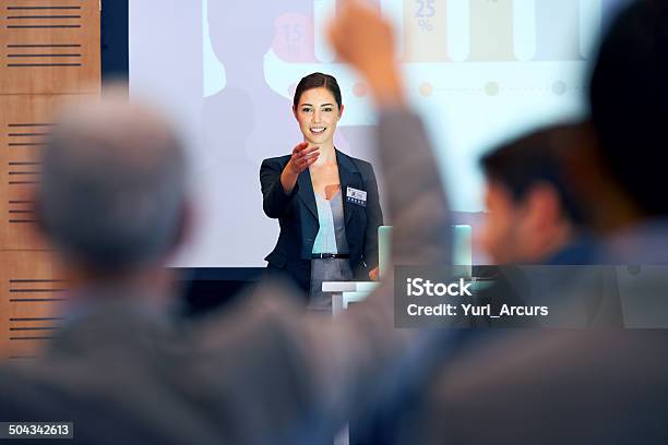 Opening The Floor For Questions Stock Photo - Download Image Now - Public Speaker, Presentation - Speech, Speaker