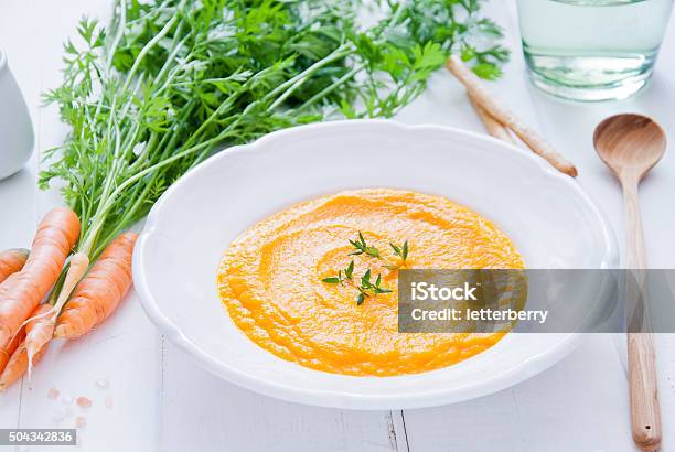 Creamy Carrot Soup Stock Photo - Download Image Now - Carrot Soup, Carrot, Cream Soup