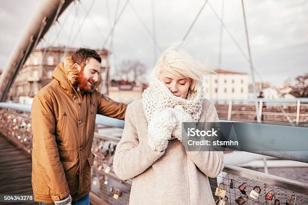 Couple On The Bridge Stock Photo - Download Image Now - 2015, Adult, Adults Only