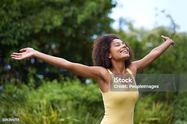 Spring Has Sprung Stock Photo - Download Image Now - Women, One Woman Only, Arms Outstretched