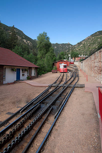 istock Alpine railcar coming down to the station 504345292