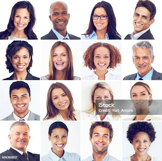 Business Is Good Stock Photo - Download Image Now - White Background, Headshot, Multiracial Group