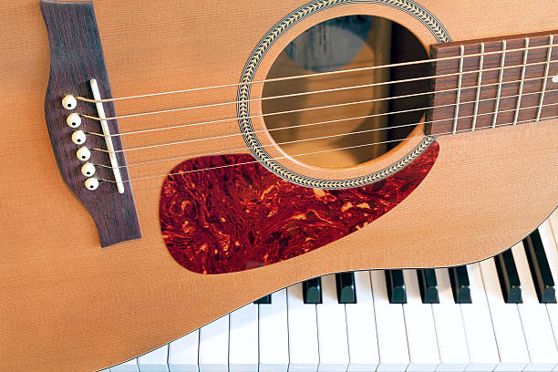 istock Acoustic Guitar with Piano Keys 504370338
