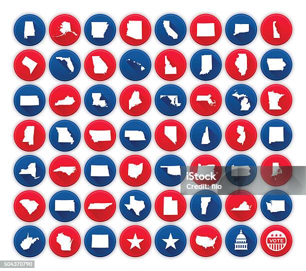 United States State Icons And Symbols Stock Illustration - Download Image Now - Icon Symbol, US State Border, Vector