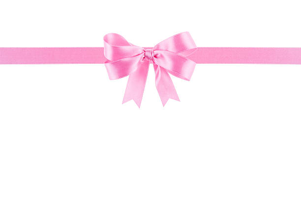 istock Pink ribbon with a bow on white background 504371805