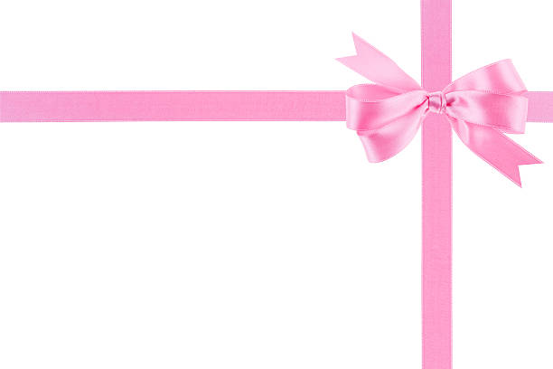 istock Pink ribbon with a bow on white background 504372247