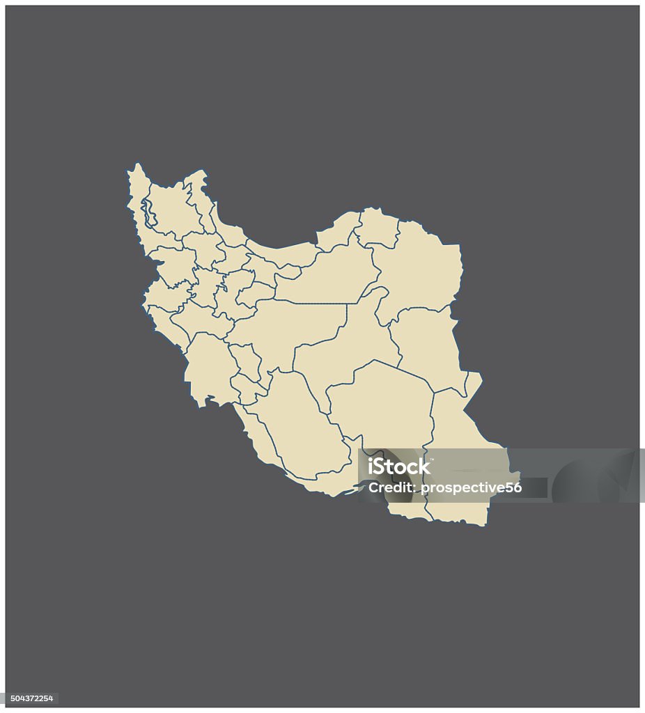 Iran map outline vector in gray background Iran map vector outline with borders of provinces or states. Map reference: http://www.lib.utexas.edu/maps Asia Stock Photo