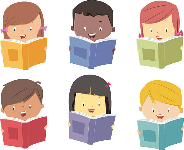 ilustrações, clipart, desenhos animados e ícones de crianças ler livros - reading girl