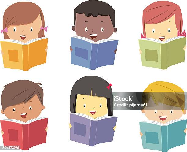 Kids Read Books Stock Illustration - Download Image Now - Reading, Child, Book