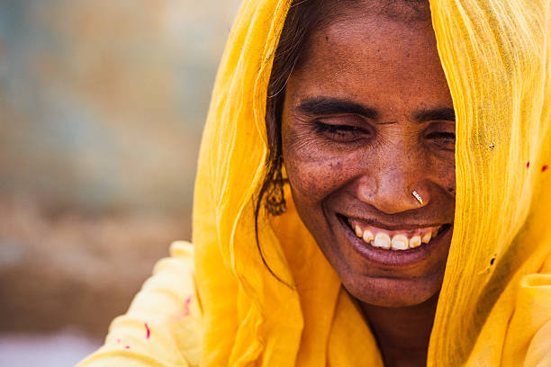 Serene woman in a Rajasthan village.