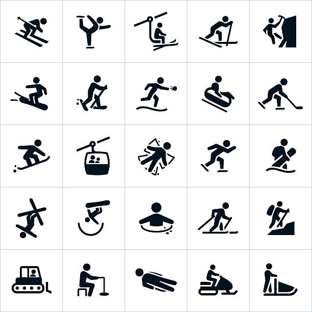 zima rekreacyjna ikony - sport zimowy stock illustrations