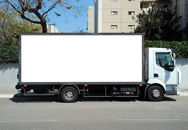 istock Blank white sign on a truck 504377488