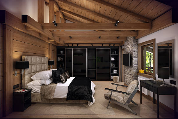 istock 3D rendering bedroom house in the mountain 504377876