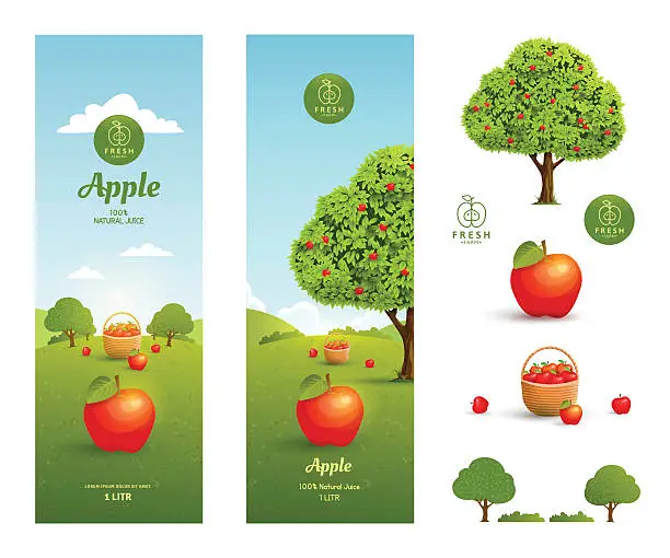 Vector illustration of Apple juice packaging