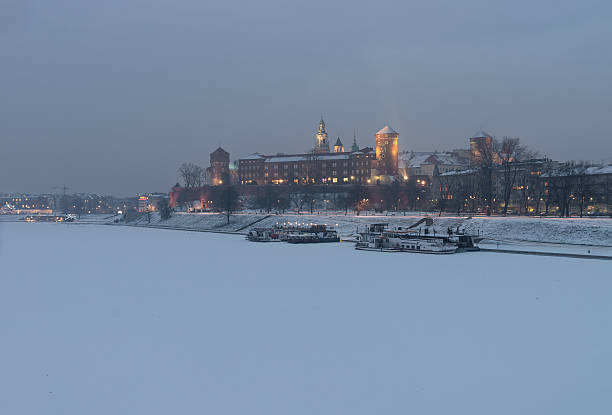istock Frozen Vistula river, winter evening, Krakow, Poland 504378156