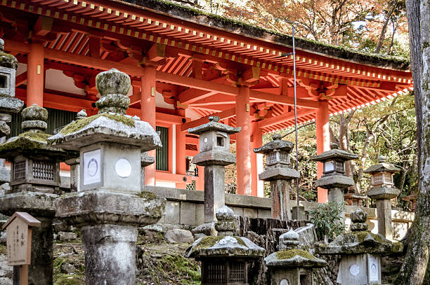 Nara, Japan - November 28, 2015: Kasuga Grand Shrine is a Shinto shrine in the city of Nara, in Nara Prefecture, Japan. Established in 768 AD and rebuilt several times over the centuries, it is the shrine of the Fujiwara family.