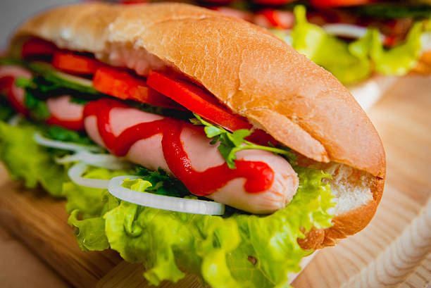 istock Large hot dog with vegetables 504382130