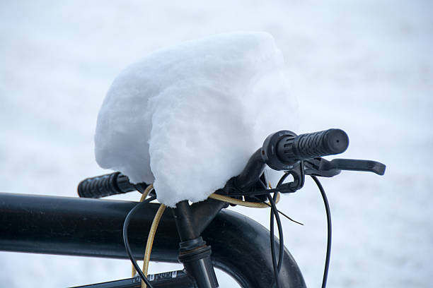 Bike sitting out after heavy snow fall