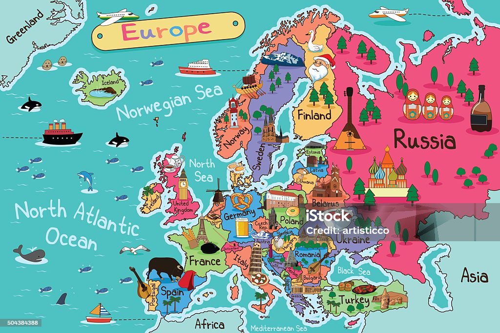 Europa Karte - Lizenzfrei Karte - Navigationsinstrument Vektorgrafik
