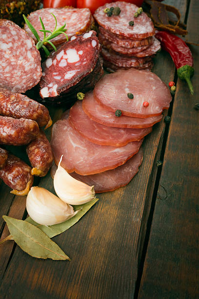 istock Smoked sausage with rosemary and peppercorns 504385458