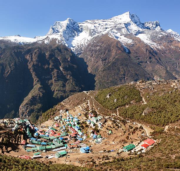 istock Namche Bazar and mount Kongde 504386060