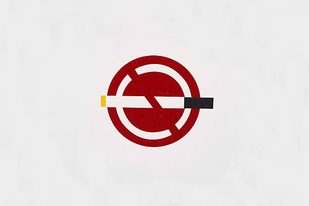 red vibrant no smoking sign isolated on white background no smoking sign symbol, with cigarette graphic showing forbidden smoking area. signs and symbols stock pictures, royalty-free photos & images