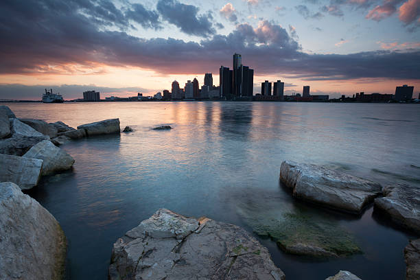istock Detroit Michigan USA  Evening light 504386324