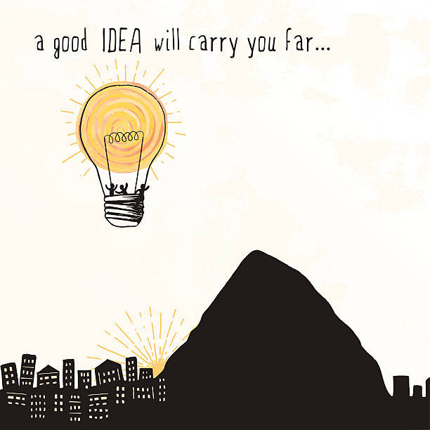 Lightbulb Balloon - "A good idea will carry you far..." vector art illustration