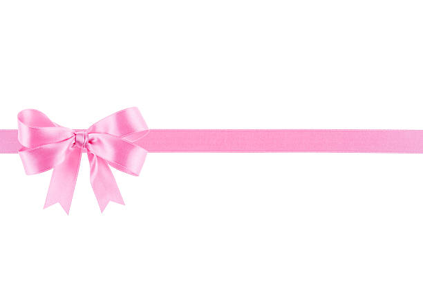 istock Pink ribbon with a bow on white background 504397661