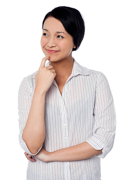 istock Shy pretty girl looking away 504398283