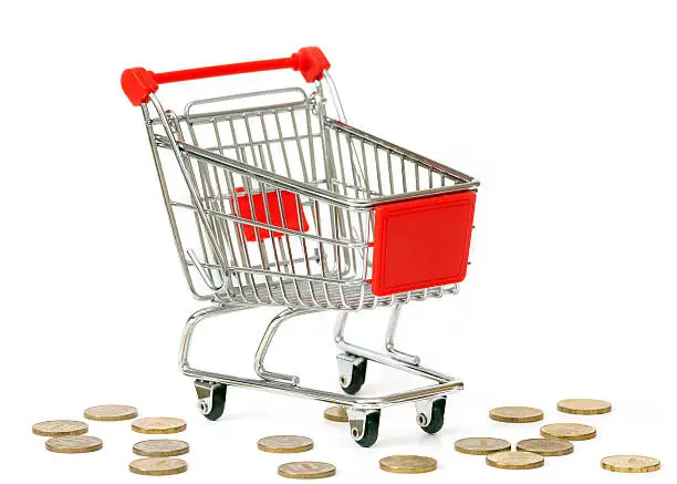 Photo of Empty shopping cart and threw out coins