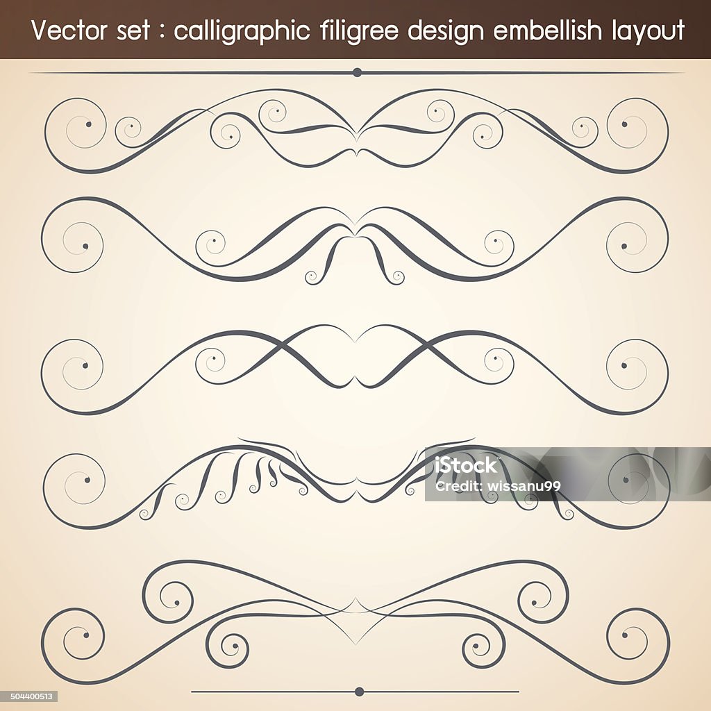 Vector set  calligraphic filigree design embellish layout vector vector set  calligraphic filigree design embellish layout vector illustration Abstract stock vector