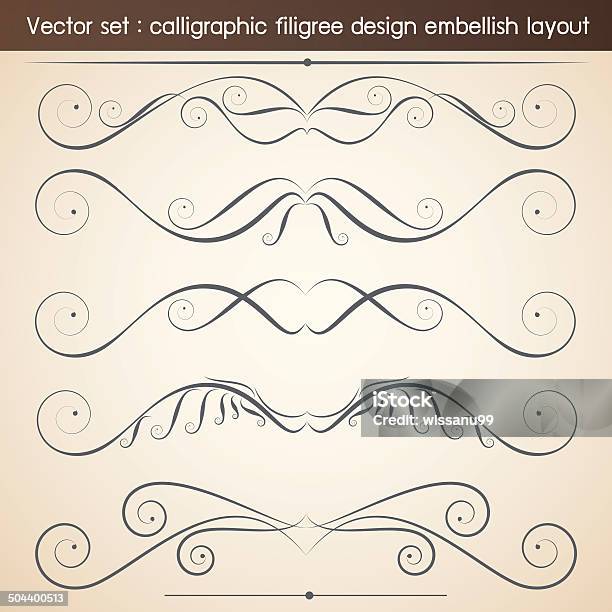 Vector Set Calligraphic Filigree Design Embellish Layout Vector Stock Illustration - Download Image Now