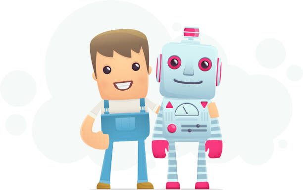 robot repair vector art illustration