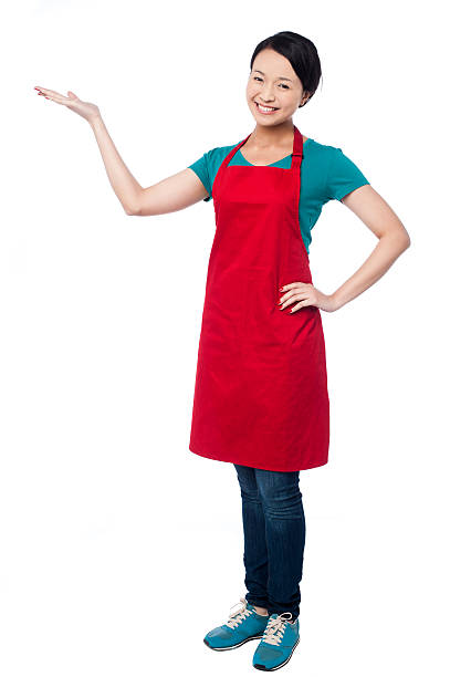 istock Female chef promoting bakery product 504401953