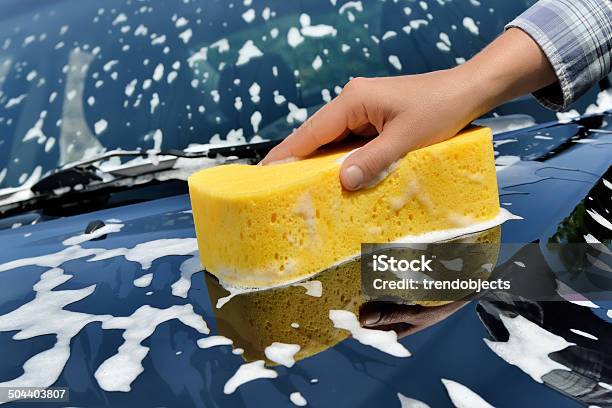 Car Care Washing A Car By Hand Stock Photo - Download Image Now - Adult, Bath Sponge, Car