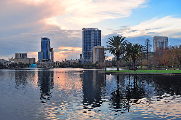 istock Orlando sunset over Lake Eola 504404509