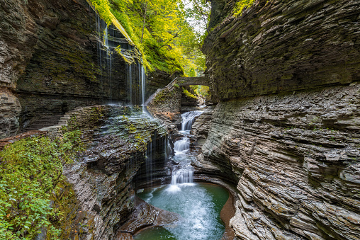 Rainbow Falls of Watkins Glen State Park Finger Lakes region of New York state.