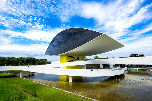 Curitiba, Brazil - December 14, 2015: Oscar Niemeyer Museum (aka MON) in Curitiba, Parana, Brazil.