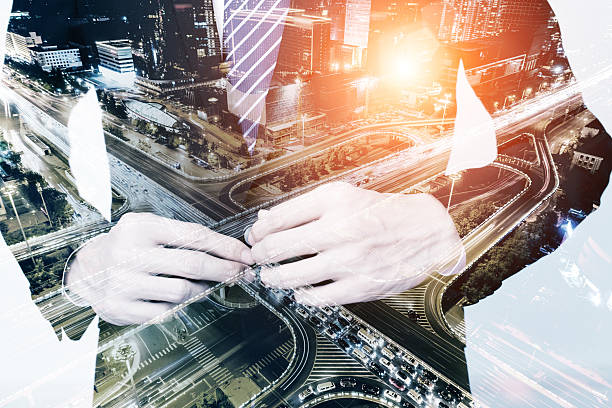 istock businessman superimposed over a cityscape 504418388