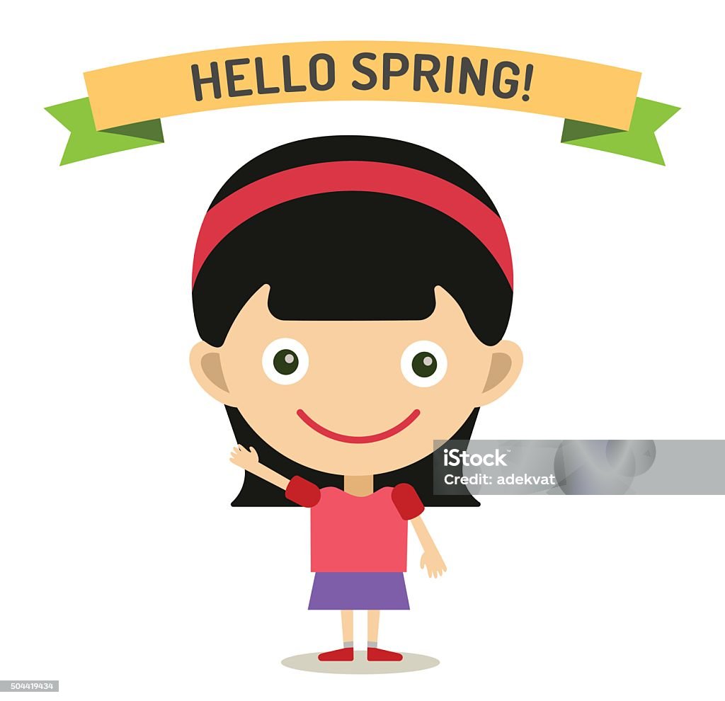Hello Summer Cartoon Girl With Hands Up Vector Illustration Stock  Illustration - Download Image Now - iStock