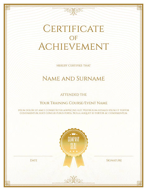Certificate of achievement template in vector Certificate template in vector for achievement graduation completion certificates and diplomas stock illustrations