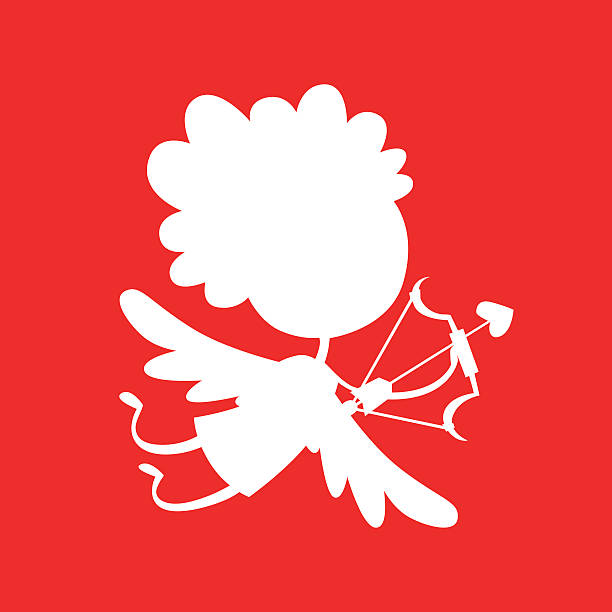 ilustraciones, imágenes clip art, dibujos animados e iconos de stock de día de san valentín cupido angel de estilo de dibujos animados vector ilustración - valentines day silhouette white background bow