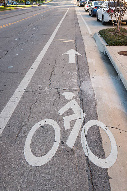 istock bicycle sign on bicycle lane 504420636