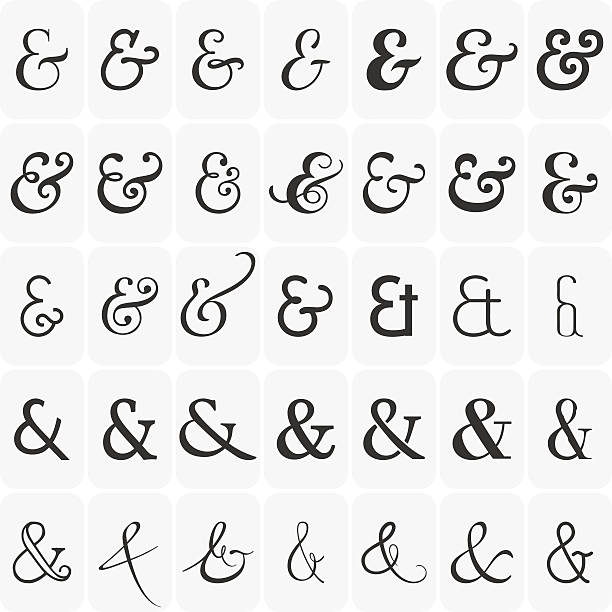 zestaw ampersands do litery i zaproszenia na białym tle - orthographic symbol stock illustrations